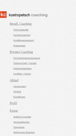 Vorschau der mobilen Webseite www.kostropetsch-coaching.de, Kostropetsch Coaching