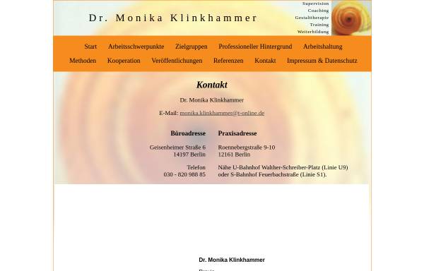 Vorschau von www.monikaklinkhammer.de, Dr. Monika Klinkhammer - Supervision und Coaching