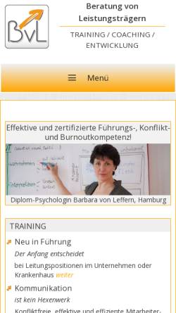 Vorschau der mobilen Webseite www.bvl-coaching.de, Büro von Leffen