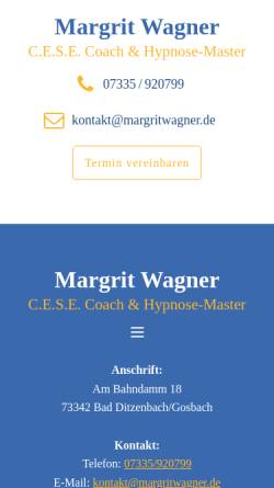 Vorschau der mobilen Webseite www.margritwagner.de, Margrit Wagner