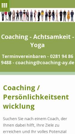 Vorschau der mobilen Webseite www.coaching-ay.de, Coaching - Achtsamkeit - Yoga