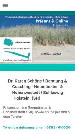 Vorschau der mobilen Webseite www.schoenekommunikation.de, Dr. med. Karen Schöne