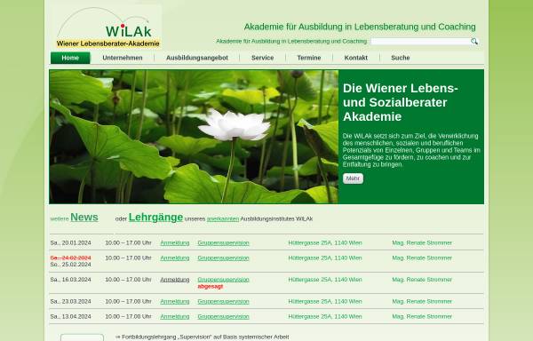 Vorschau von www.wilak.at, Wiener Lebensberater-Akademie
