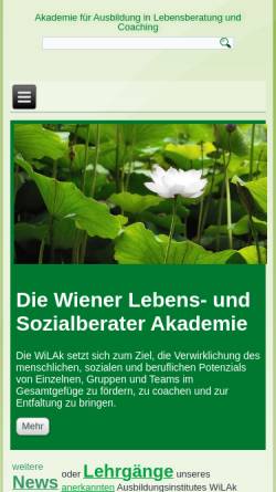 Vorschau der mobilen Webseite www.wilak.at, Wiener Lebensberater-Akademie