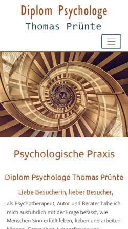 Vorschau der mobilen Webseite www.thomas-pruente.de, Dipl. Psychologe Thomas Prünte