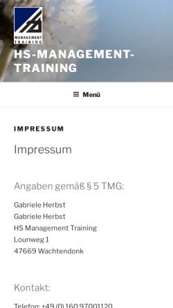 Vorschau der mobilen Webseite www.hs-management-training.de, HS Management Training