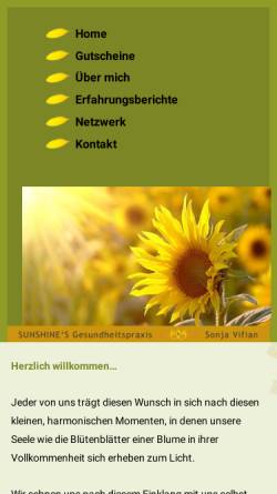 Vorschau der mobilen Webseite sunshinesgesundheitspraxis.ch, Sunshine’s Gesundheitspraxis