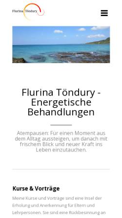 Vorschau der mobilen Webseite toendury.eu, Praxis Flurina Töndury – Energetische Behandlungen