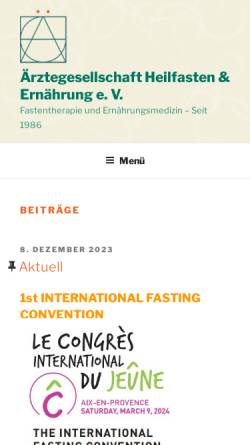Vorschau der mobilen Webseite aerztegesellschaft-heilfasten.de, Ärztegesellschaft Heilfasten und Ernährung
