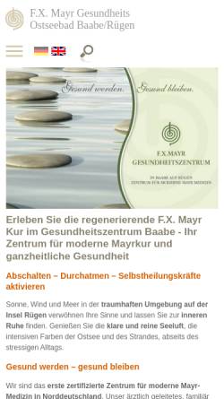 Vorschau der mobilen Webseite www.fxmayr-ruegen.de, F.X. Mayr Gesundheitszentrum Baabe auf Rügen