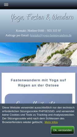 Vorschau der mobilen Webseite www.yoga-fastenwandern.de, Dr. phil. Maya Fassmann - Yoga und Fastenwandern