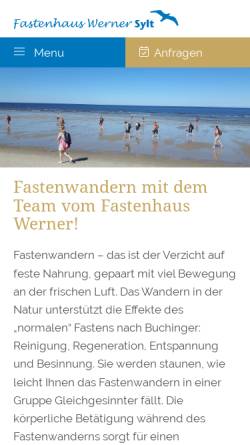 Vorschau der mobilen Webseite www.fastenwandern-sylt.de, Appartementanlage Berlin GmbH - Fastenwandern auf Sylt