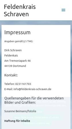 Vorschau der mobilen Webseite feldenkrais-schraven.de, Dirk Schraven Feldenkrais