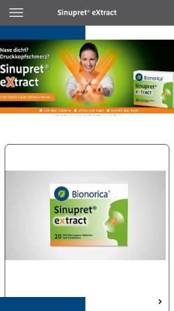 Vorschau der mobilen Webseite www.sinupret-extract.de, Sinupret eXtract