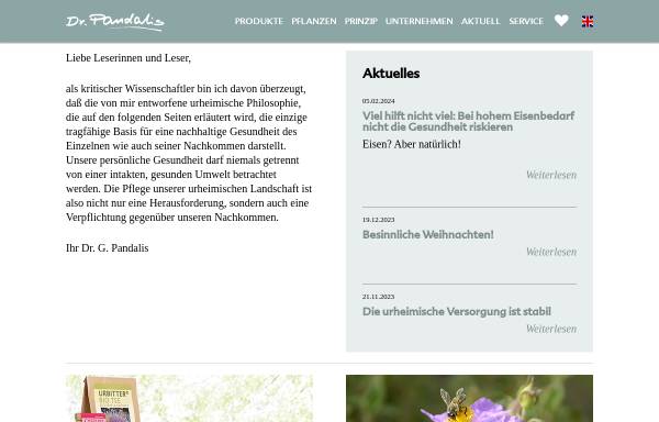 Vorschau von pandalis.de, Naturprodukte Dr. Pandalis GmbH & Co. KG