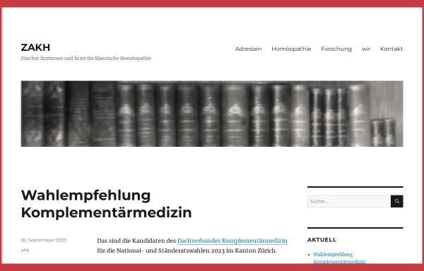 Vorschau von www.zakh.ch, ZAKH - Zürcher Ärzte und Ärztinnen für Klassische Homöopathie
