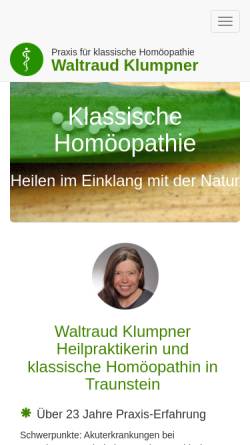 Vorschau der mobilen Webseite www.klassische-homoeopathie-klumpner.de, Praxis für Klassische Homöopathie Waltraud Klumpner
