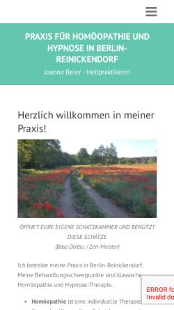 Vorschau der mobilen Webseite www.homoeopathie-berlin.eu, Praxis für klassische Homöopathie Joanna Beier