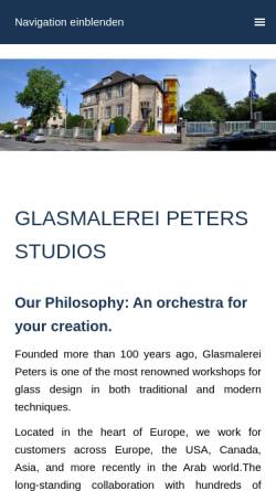 Vorschau der mobilen Webseite peters-studios.com, Glasmalerei Peters