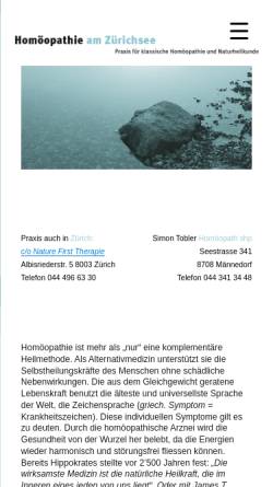 Vorschau der mobilen Webseite www.homoeopathie-am-zuerichsee.ch, Homöopathie am Zürichsee