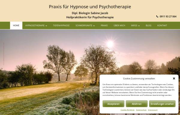 Vorschau von hypnose-als-therapie.de, Dipl.- Biologin Sabine Jacob