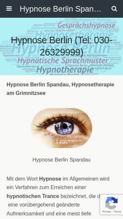 Vorschau der mobilen Webseite hypnosekrohn.de, Hypnose und Augendiagnose - Naturheilpraxis Krohn