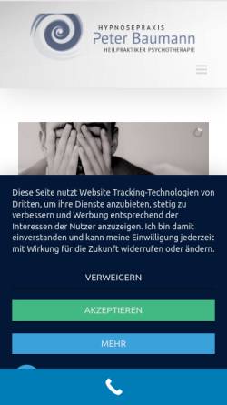 Vorschau der mobilen Webseite www.hypnosepraxis-baumann.de, Hypnosepraxis Peter Baumann