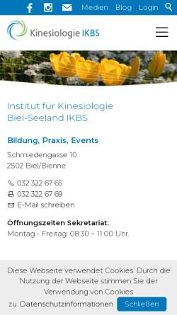 Vorschau der mobilen Webseite www.kinesiologie-ikbs.ch, IKBS - Institut für Kinesiologie Biel-Seeland