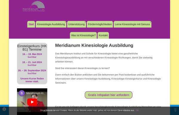 Vorschau von www.meridianum.de, Meridianum - Institut für Gesundheit und Kinesiologie