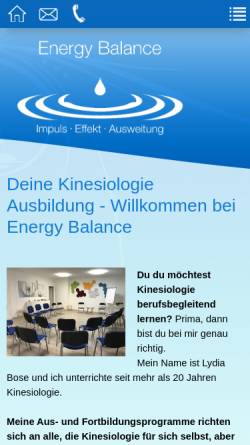 Vorschau der mobilen Webseite www.energy-balance.eu, Lydia Bose