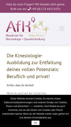Vorschau der mobilen Webseite die-kinesiologie-ausbildung.de, Akademie für Kinesiologie und Quantenheilung