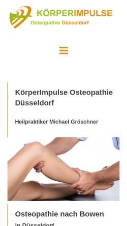 Vorschau der mobilen Webseite praxis-koerperimpulse.de, Körperimpulse Osteopathie Düsseldorf