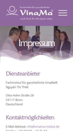 Vorschau der mobilen Webseite vinama-institut.de, Fachinstitut für ganzheitliche VinaMa