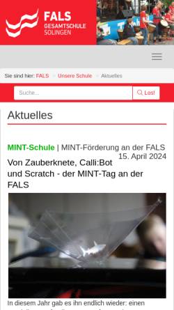 Vorschau der mobilen Webseite www.fals.de, Friedrich-Albert-Lange-Schule (FALS)