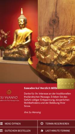 Vorschau der mobilen Webseite www.wanyo.de, Su Wanyo Traditionelle Thai Massage und Spa