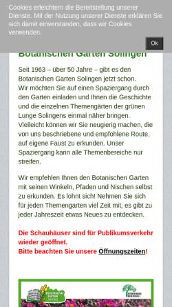 Vorschau der mobilen Webseite www.botanischer-garten-solingen.de, Stiftung Botanischer Garten Solingen e.V.