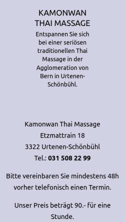 Vorschau der mobilen Webseite kamonwan-thai-massage.ch, Kamonwan Thai Massage