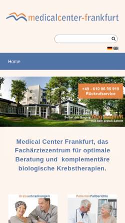 Vorschau der mobilen Webseite www.medicalcenter-frankfurt.com, Medical Center Frankfurt