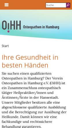 Vorschau der mobilen Webseite www.osteopathen-in-hamburg.de, Osteopathen in Hamburg e.V. (OiHH)