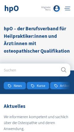 Vorschau der mobilen Webseite hpo-osteopathie.de, Berufsvereinigung für heilkundlich praktizierte Osteopathie e.V., hpO