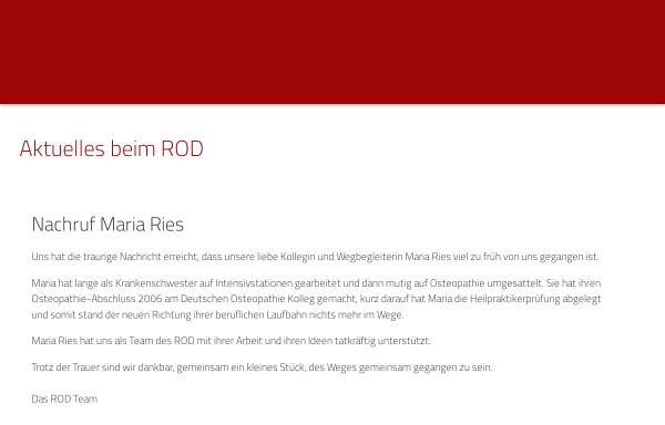 Vorschau von www.r-o-d.info, Register der traditionellen Osteopathen in Deutschland GmbH (ROD)