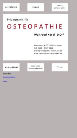 Vorschau der mobilen Webseite www.osteopathie-reutlingen.de, Waltraud Kösel D.O.