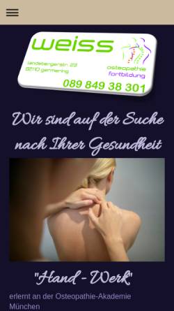 Vorschau der mobilen Webseite www.osteopathie-germering.de, Privatpraxis für Osteopathie Bernd Weiß