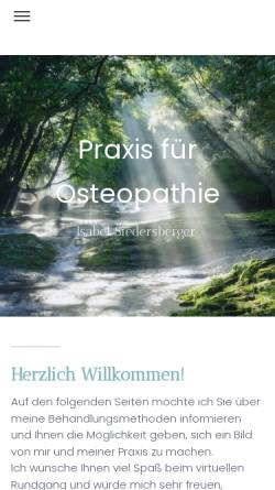 Vorschau der mobilen Webseite www.osteopathie-siedersberger.de, Praxis für Osteopathie Isabel Siedersberger