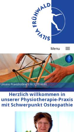 Vorschau der mobilen Webseite www.physiotherapie-fruehwald.berlin, Silvia Frühwald