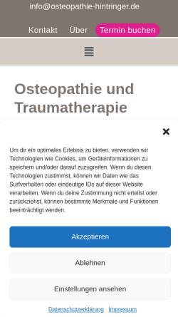Vorschau der mobilen Webseite www.osteopathie-hintringer.de, Sandra Hintringer