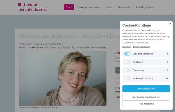 Vorschau von www.diemut-berchtenbreiter.de, Praxis für Osteopathie Diemut Berchtenbreiter