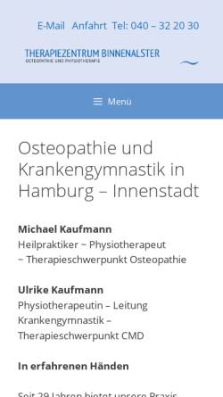Vorschau der mobilen Webseite www.osteopathie-hh.de, Therapiezentrum Binnenalster Michael Kaufmann