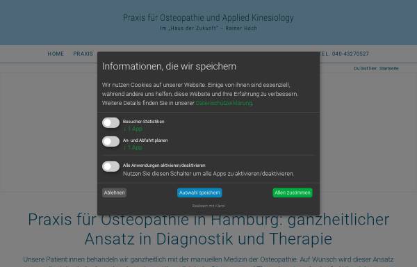 Vorschau von www.osteopathiepraxis-hamburg.de, Osteopathiepraxis Rainer Hoch