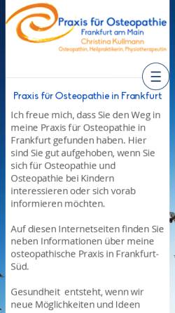 Vorschau der mobilen Webseite www.osteopathie-in-frankfurt.de, Praxis für Osteopathie Christina Kullmann